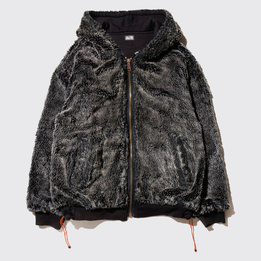 vintage reversible hooded boa  jacket