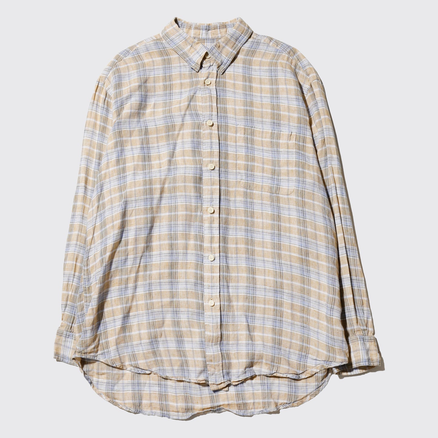 vintage check linen loose shirt