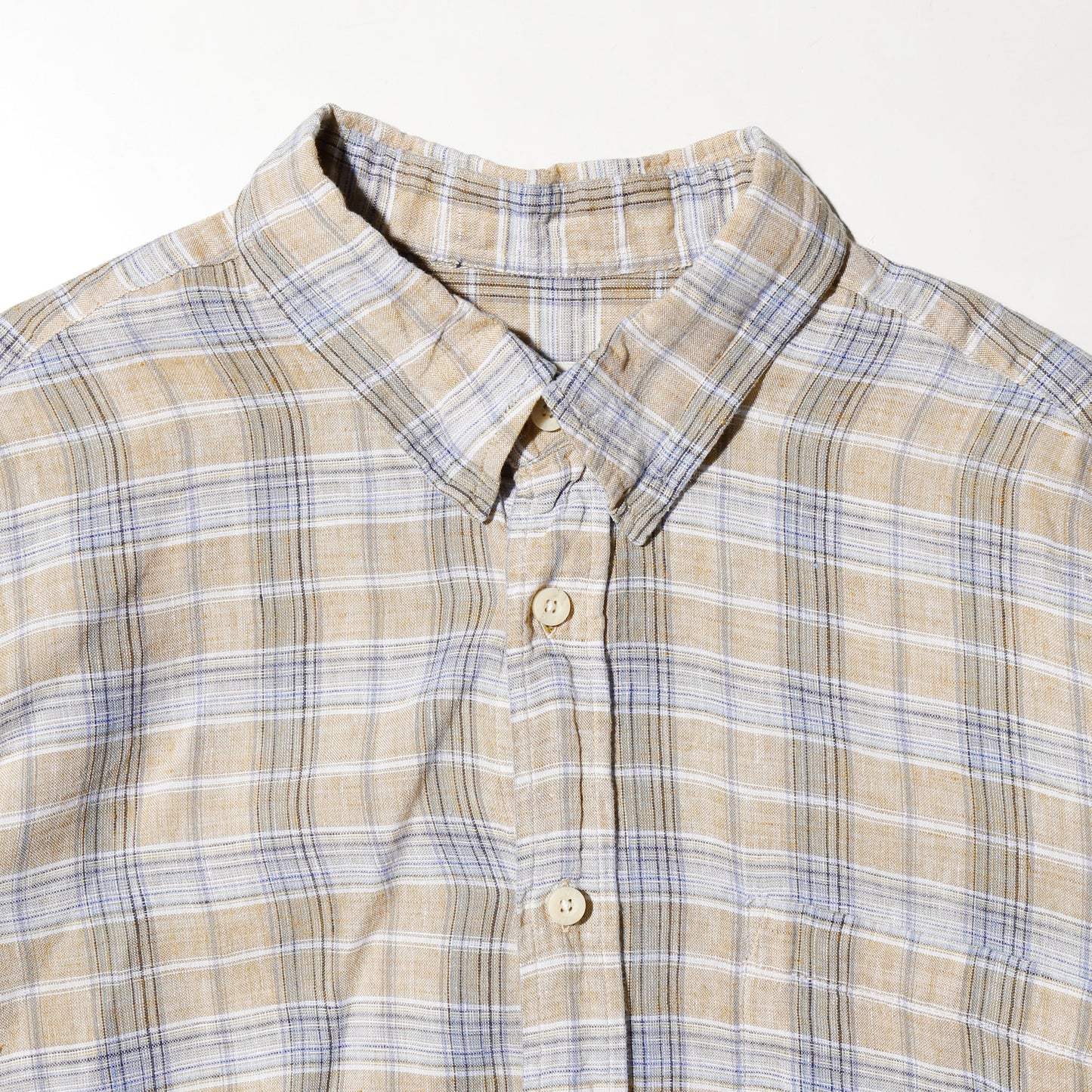vintage check linen loose shirt