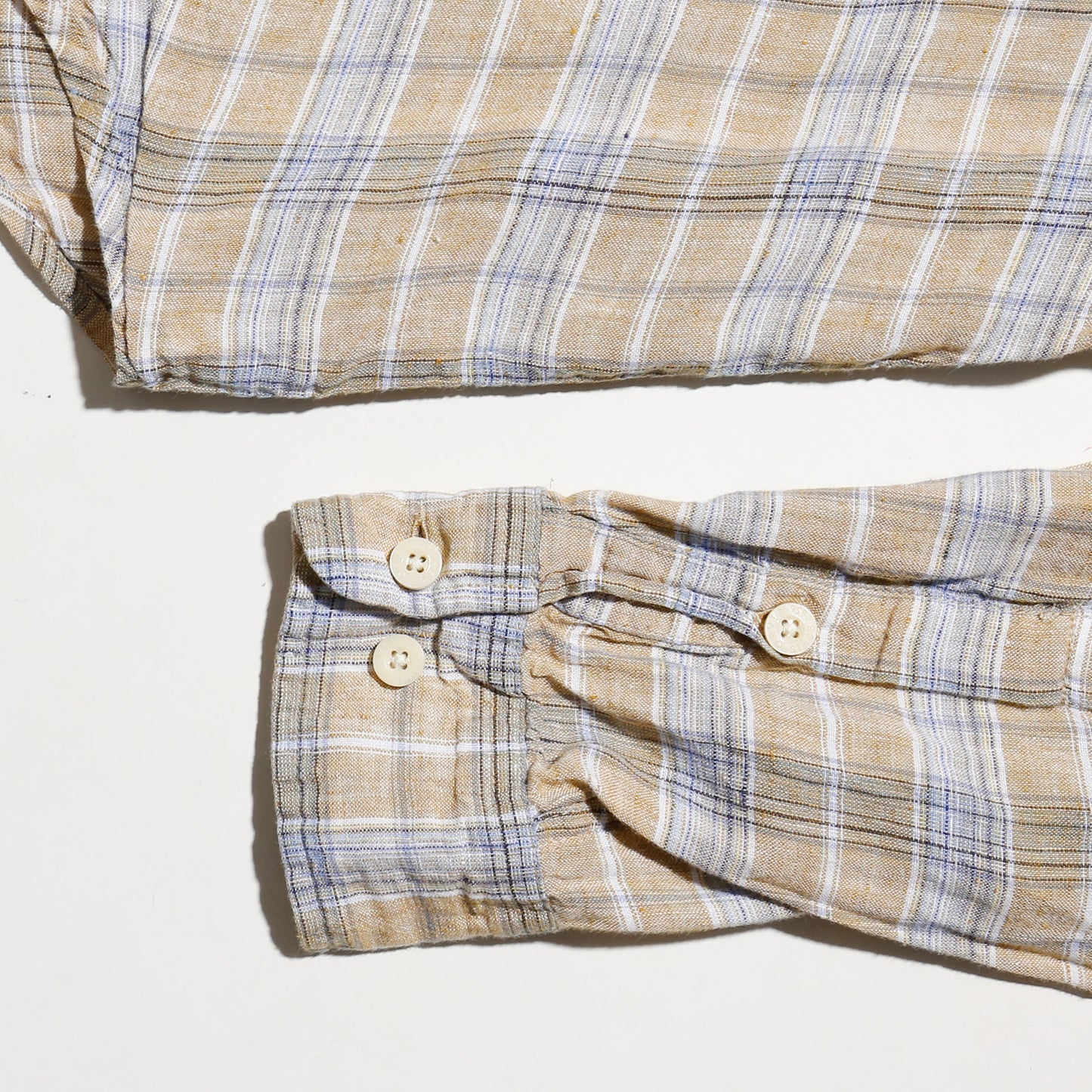 vintage check linen loose shirt