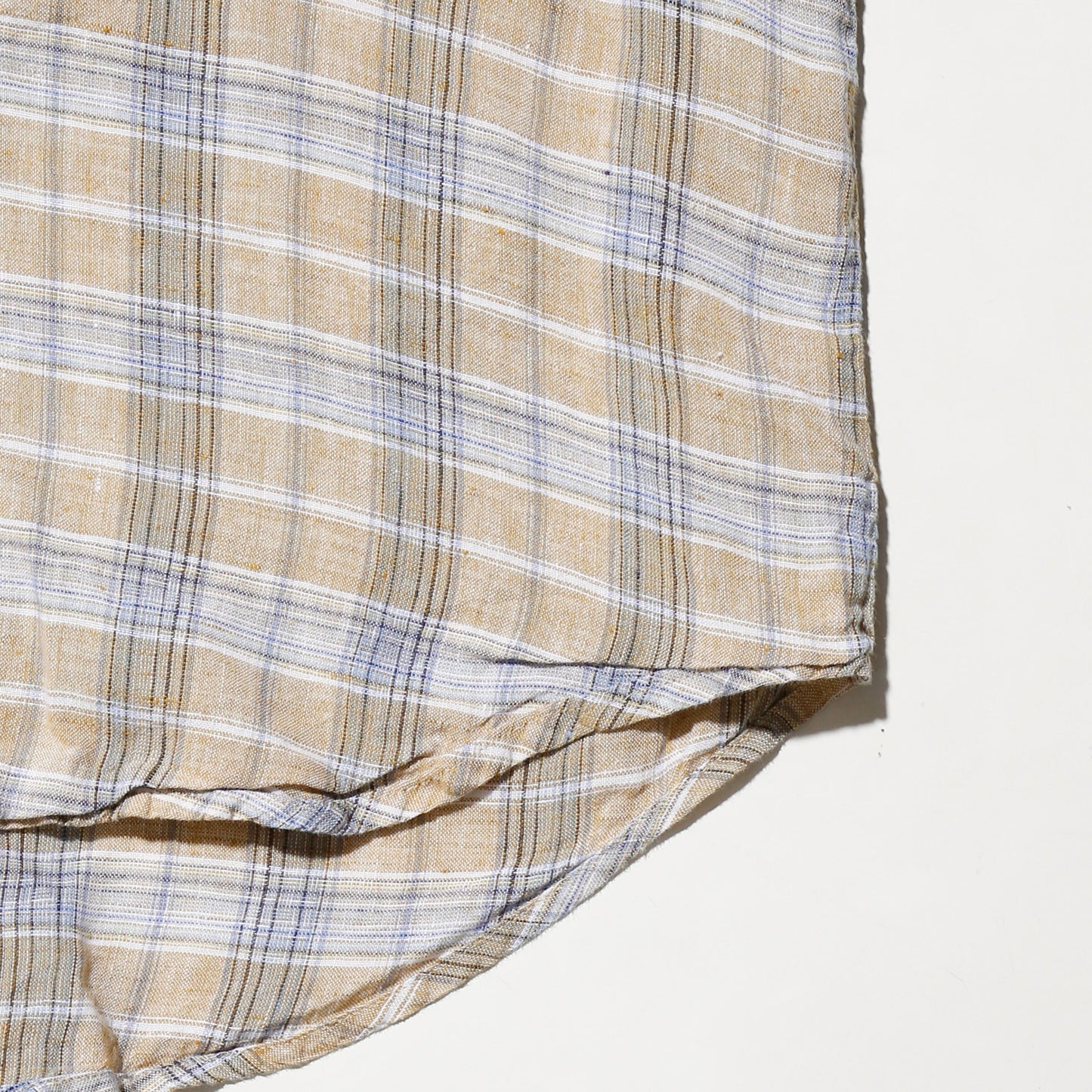 vintage check linen loose shirt