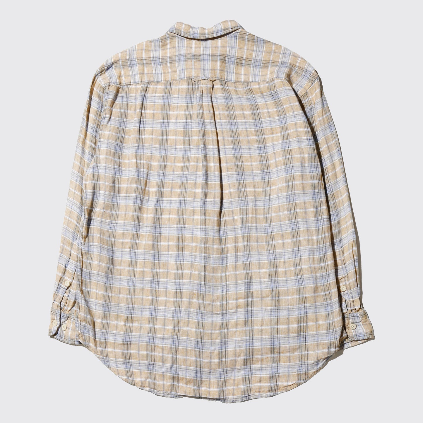 vintage check linen loose shirt