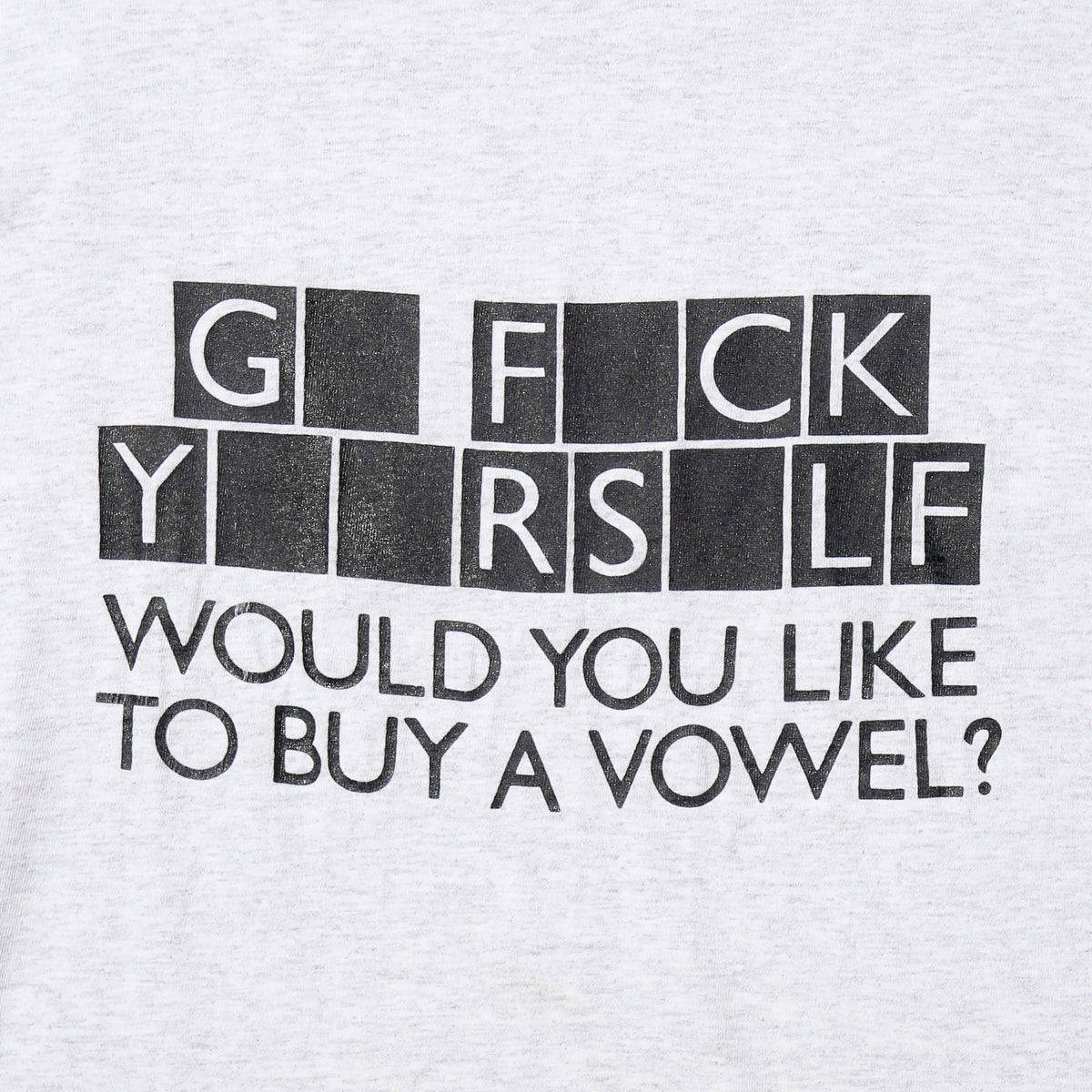 vintage 90’s “would you like to buy a vowel?” joke t-shirt