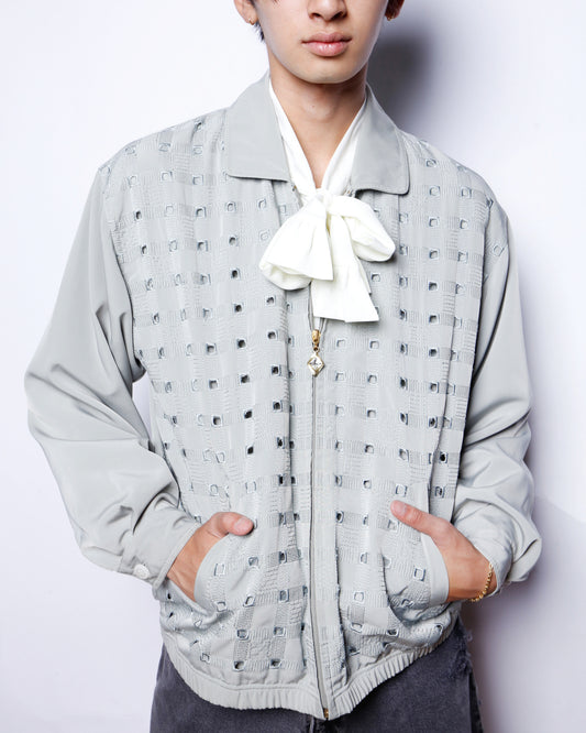 vintage hole zipped jacket