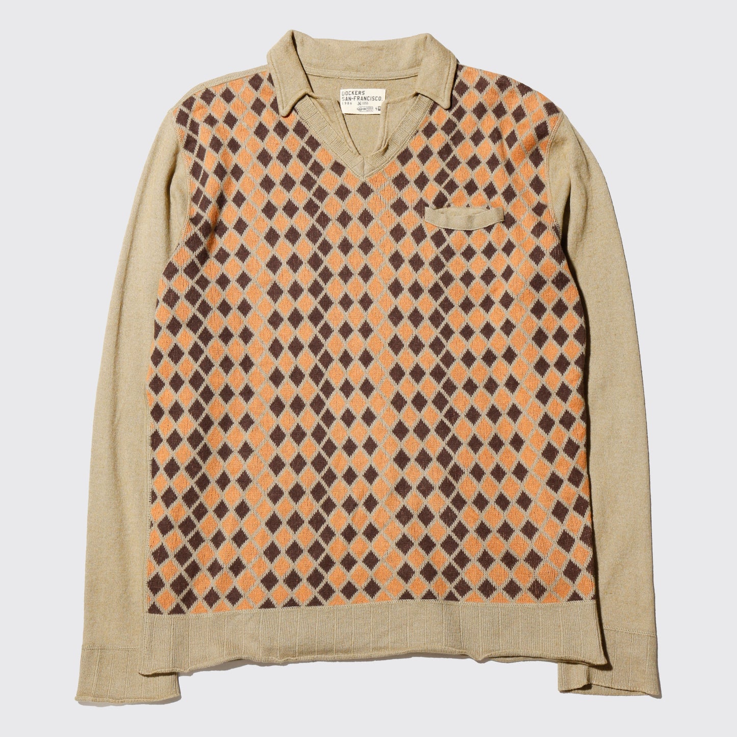 vintage 80's dockers argyle polo sweater