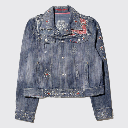vintage repaired/studs craft trucker jacket
