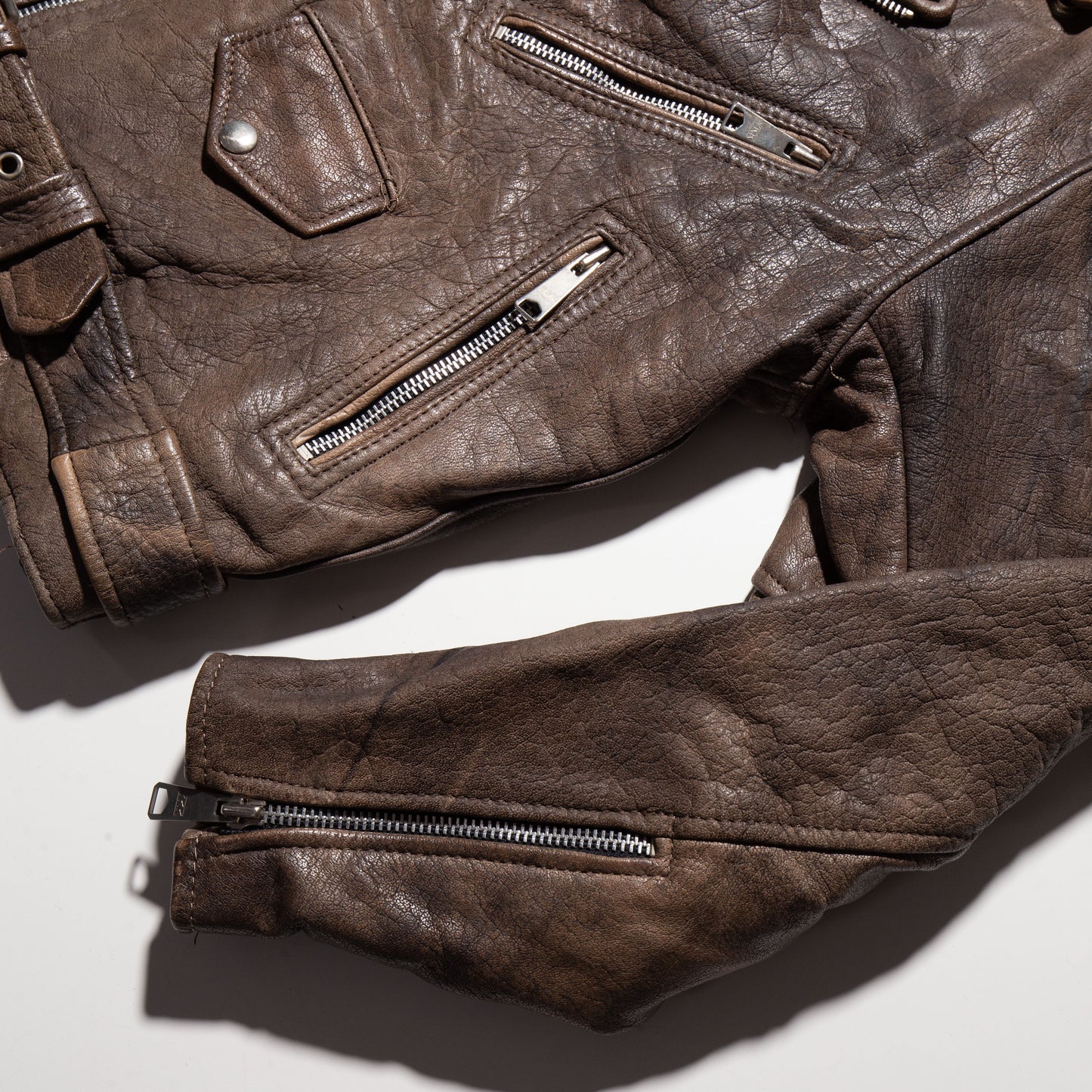 vintage harley davidson faded leather riders jacket