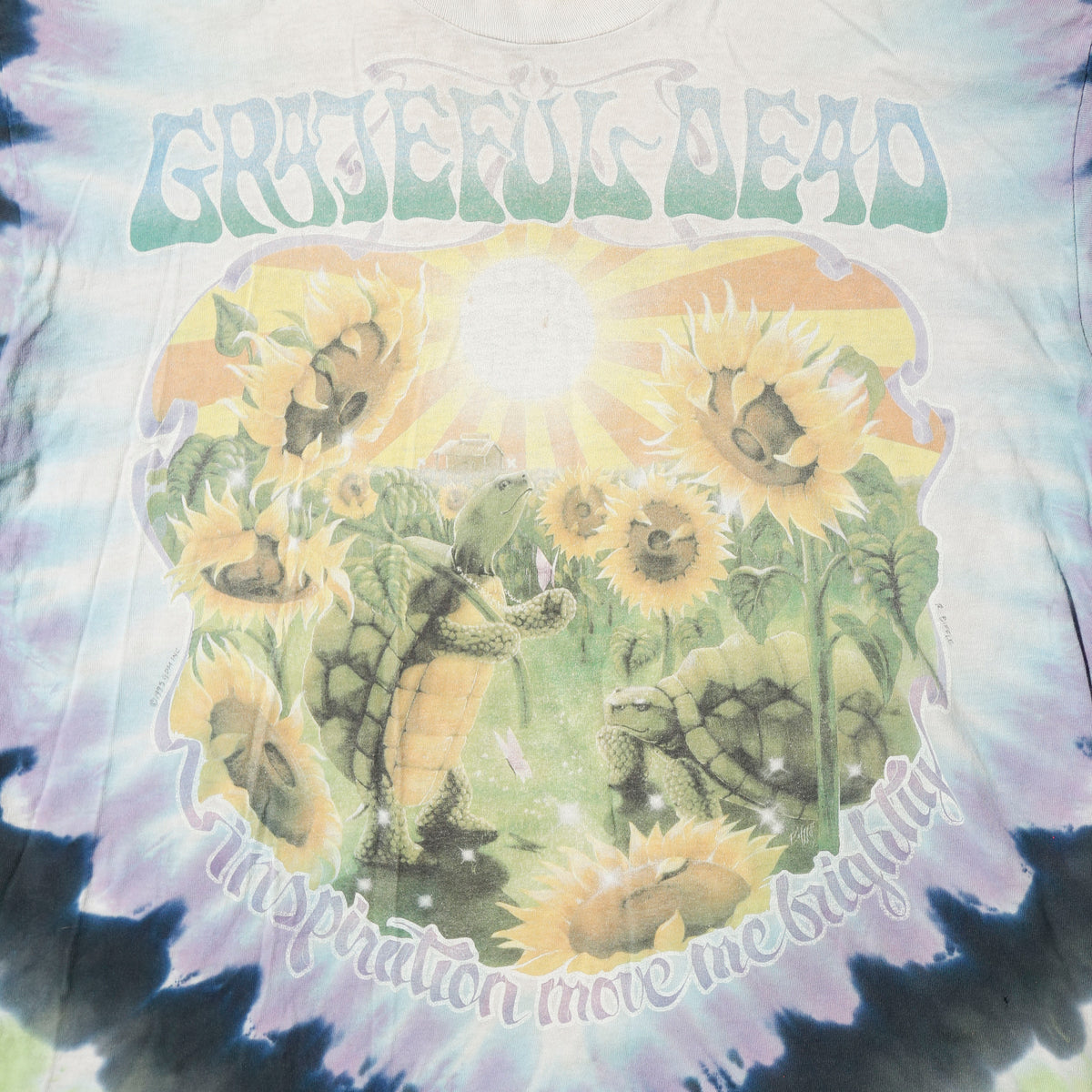 vintage 1995's Grateful Dead sunflower t-shirt, body-liquid blue
