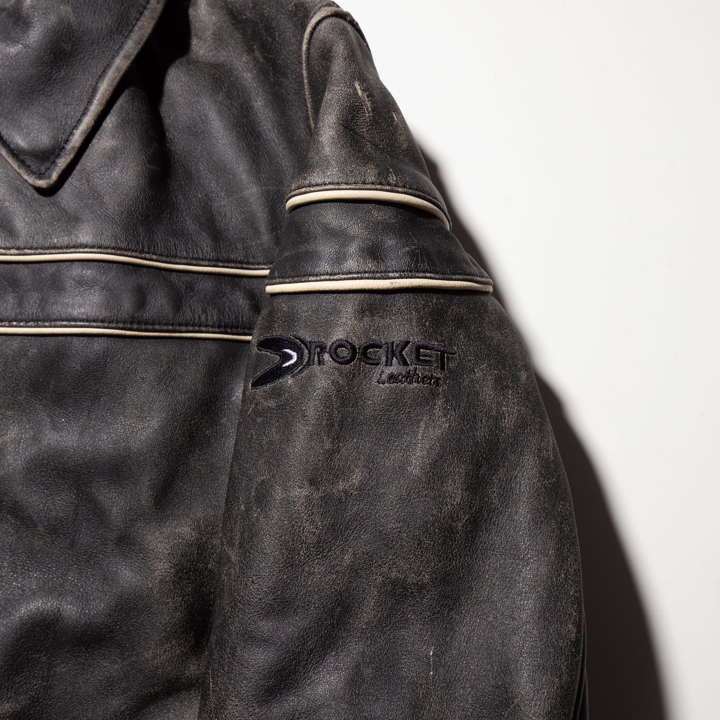 vintage rocket faded motocross leather jacket