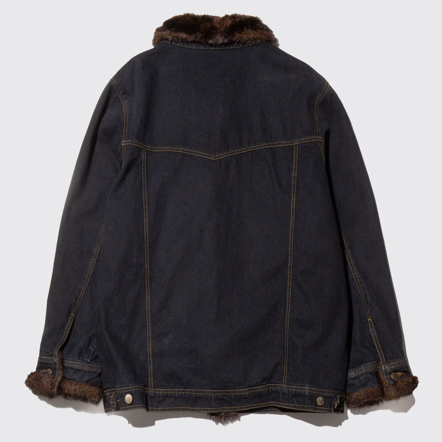 vintage faux fur combi trucker jacket