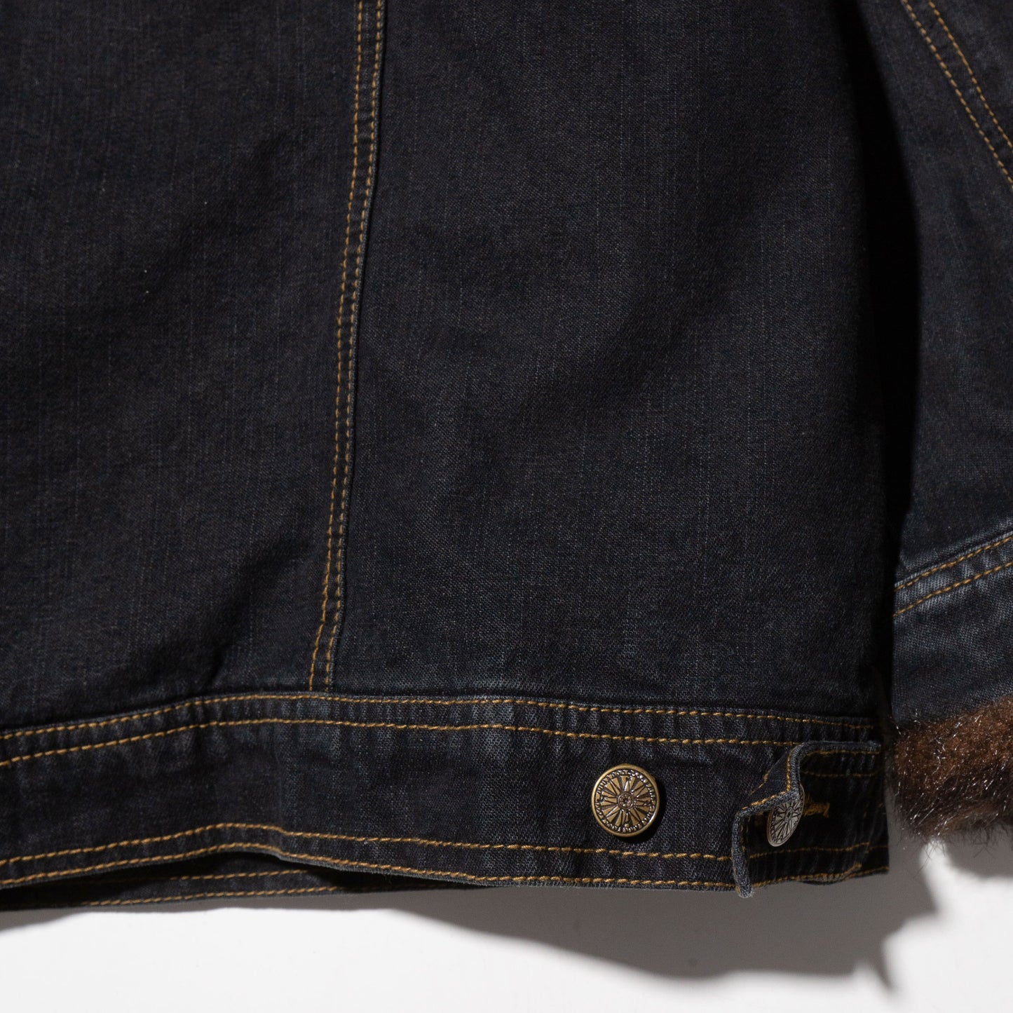 vintage faux fur combi trucker jacket