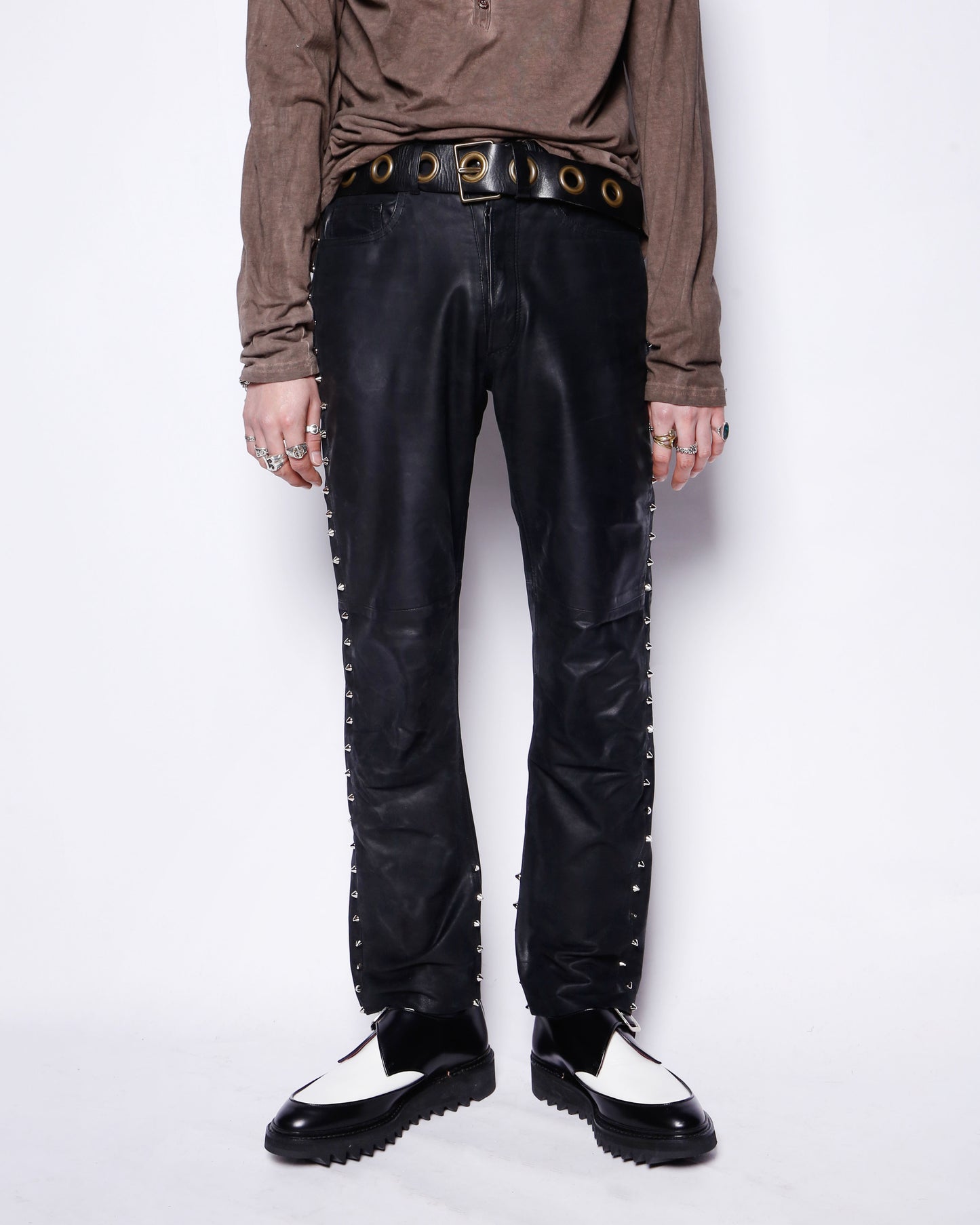 vintage 90's A.P.C side studs leather trousers