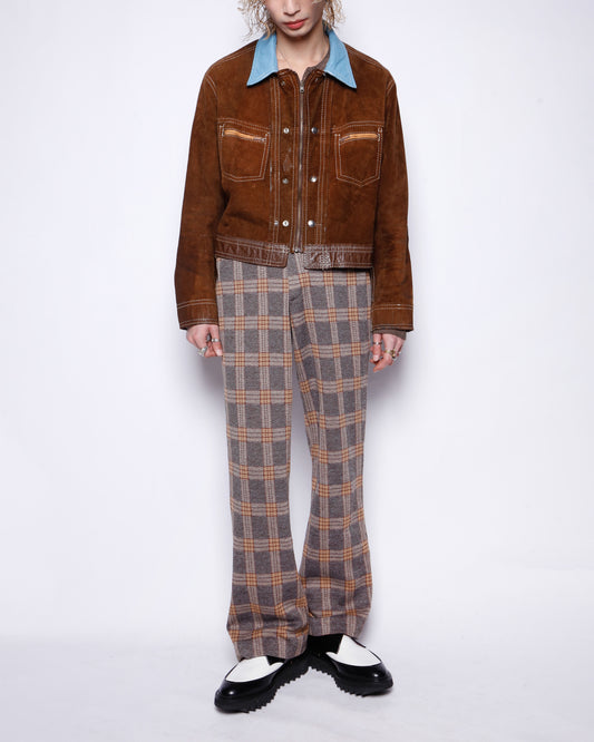 vintage 70's 2tone suede/leather trucker jacket, *reversible