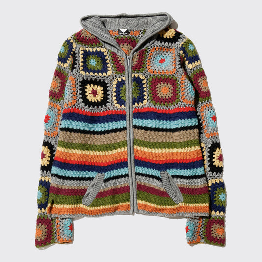 vintage crochet knit hoodie