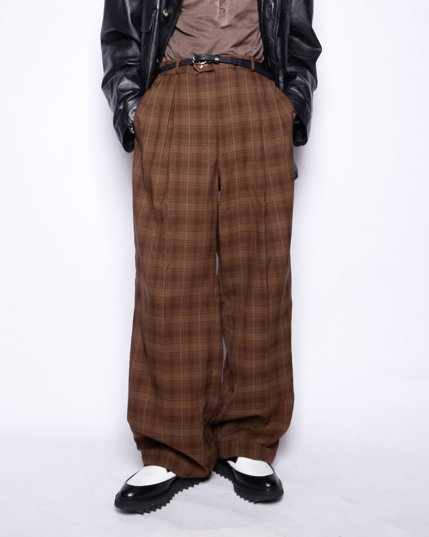 vintage check tucked wide zoot  slacks