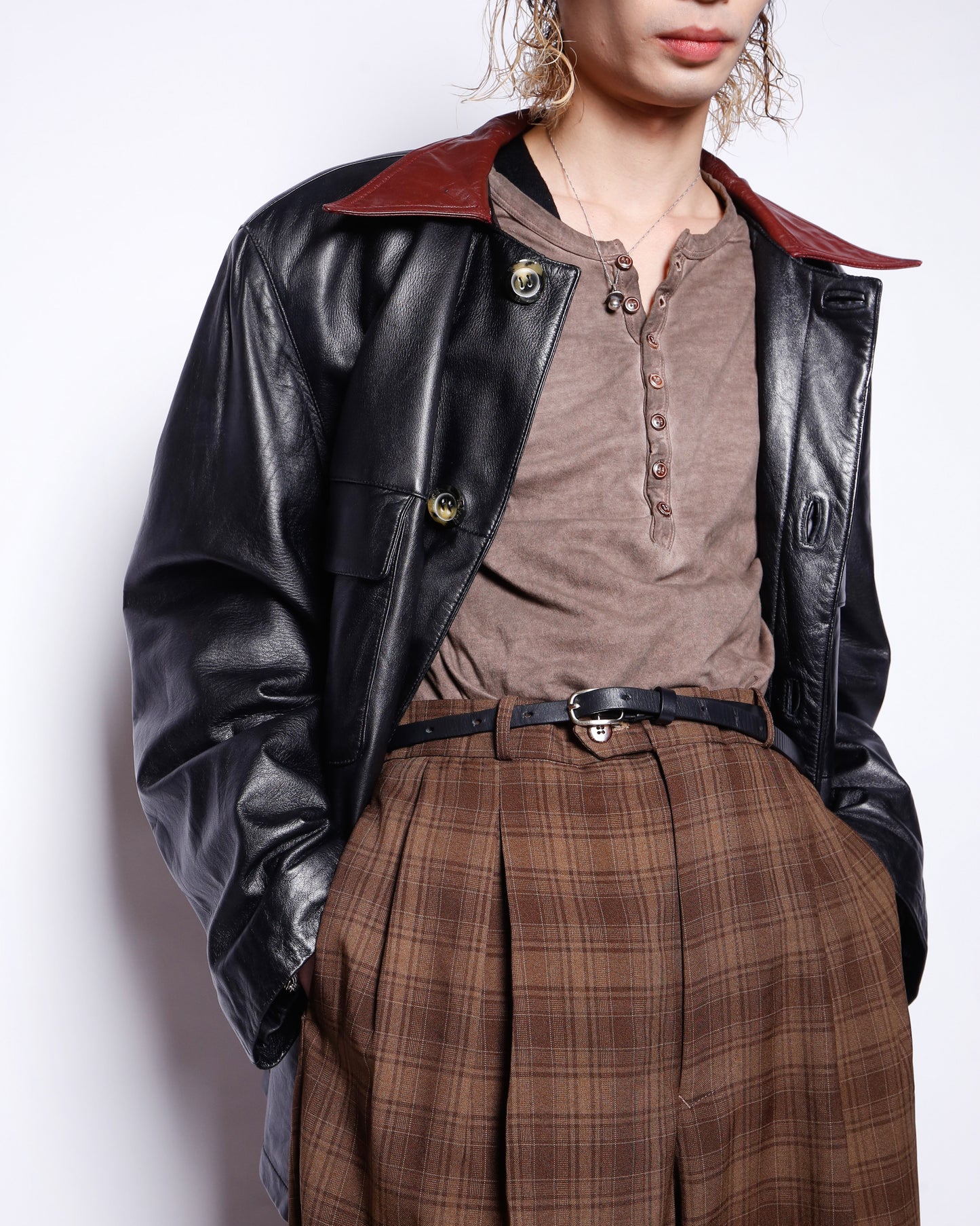 vintage check tucked wide zoot  slacks