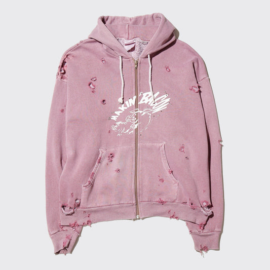 *one-off "making bacon" hand screen broken hoodie