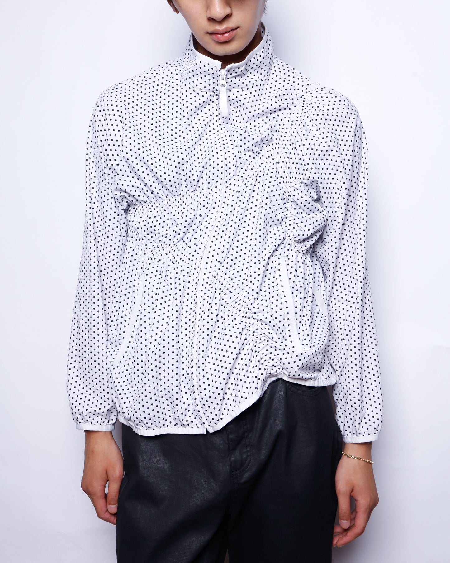 remake irregular gathering dots track jacket