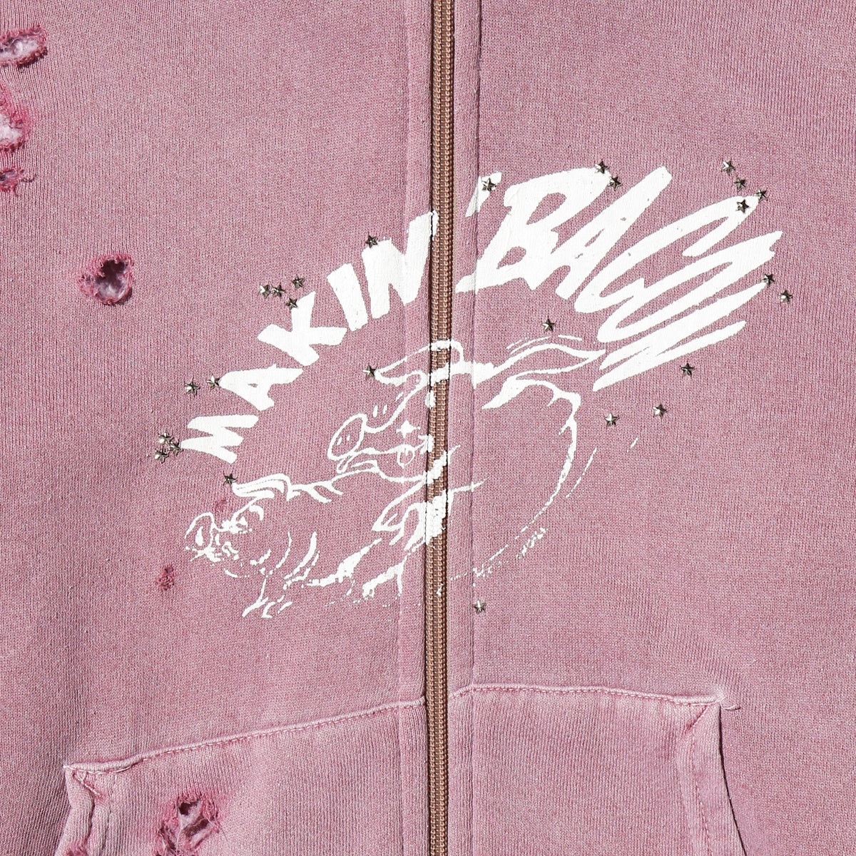 *one-off "making bacon" hand screen broken hoodie