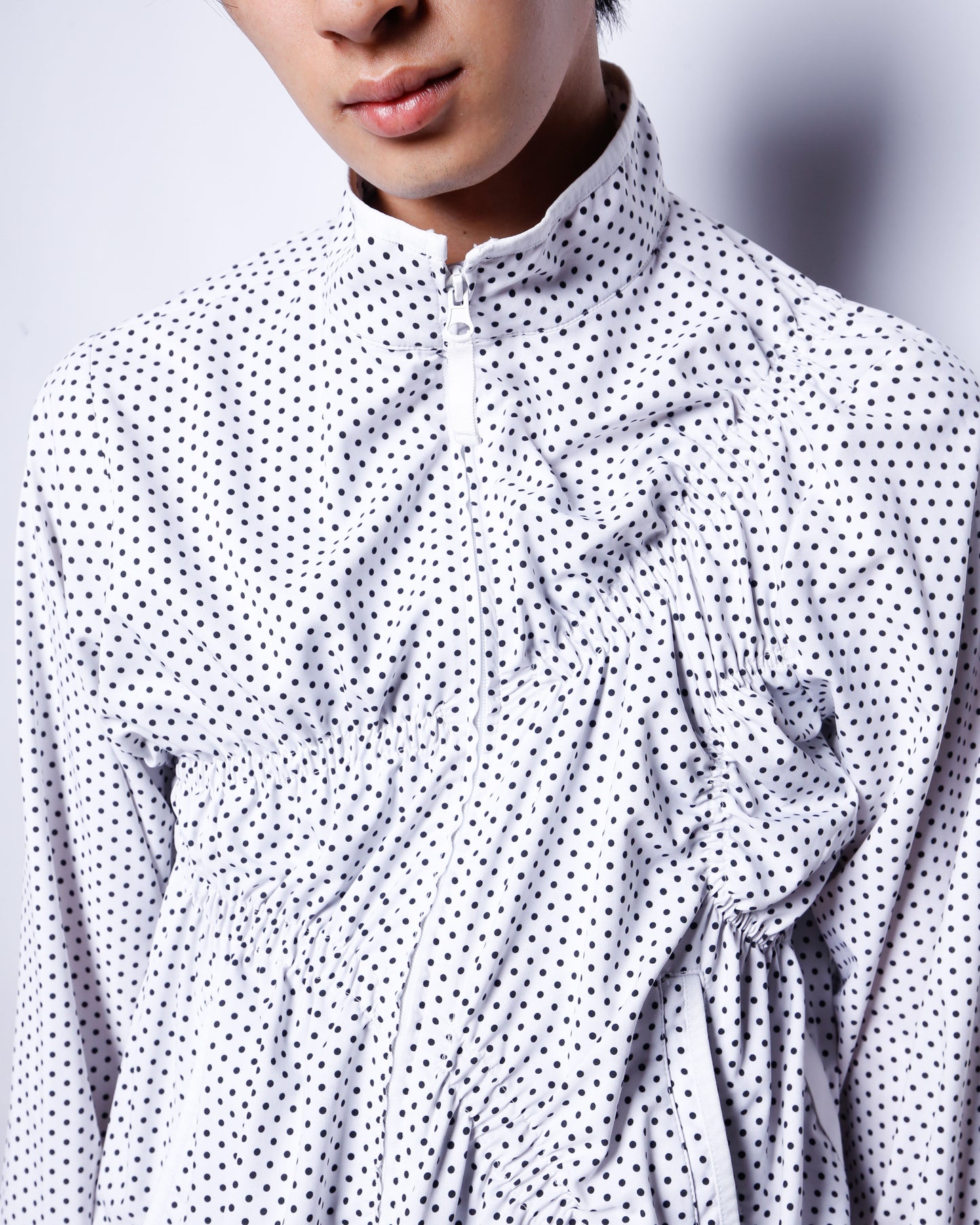 remake irregular gathering dots track jacket