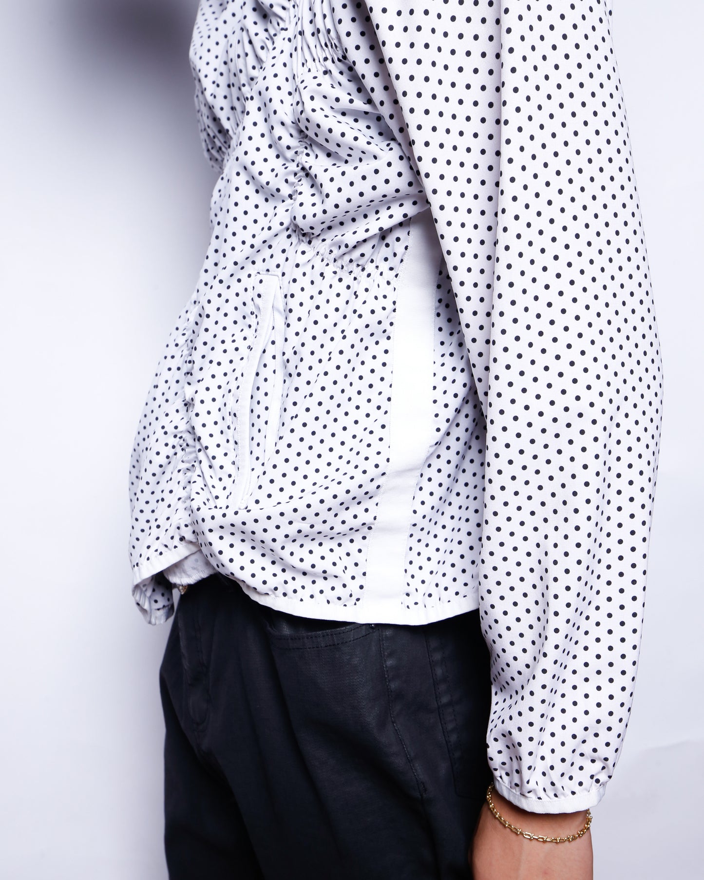 remake irregular gathering dots track jacket