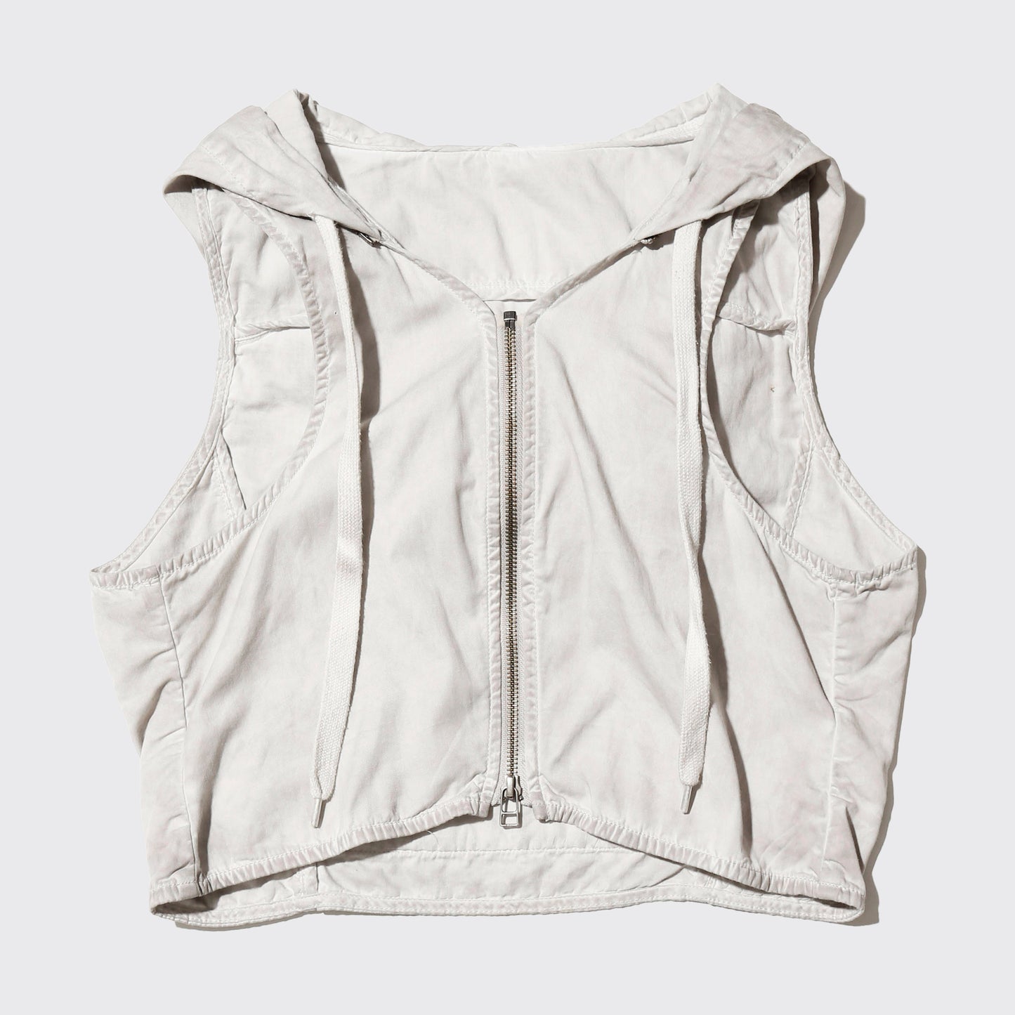 vintage distressed cotton hooded vest