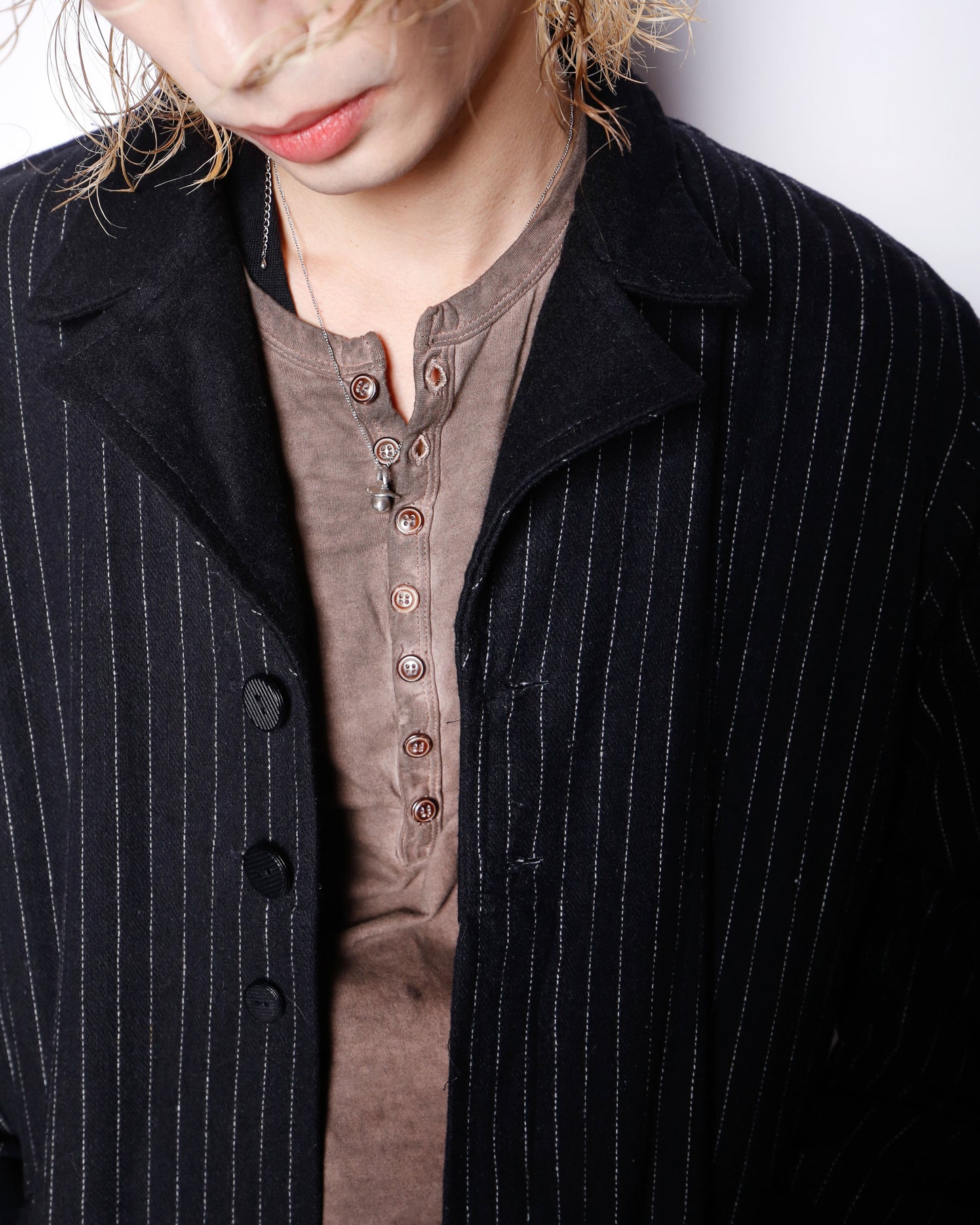 vintage stripe super long coat