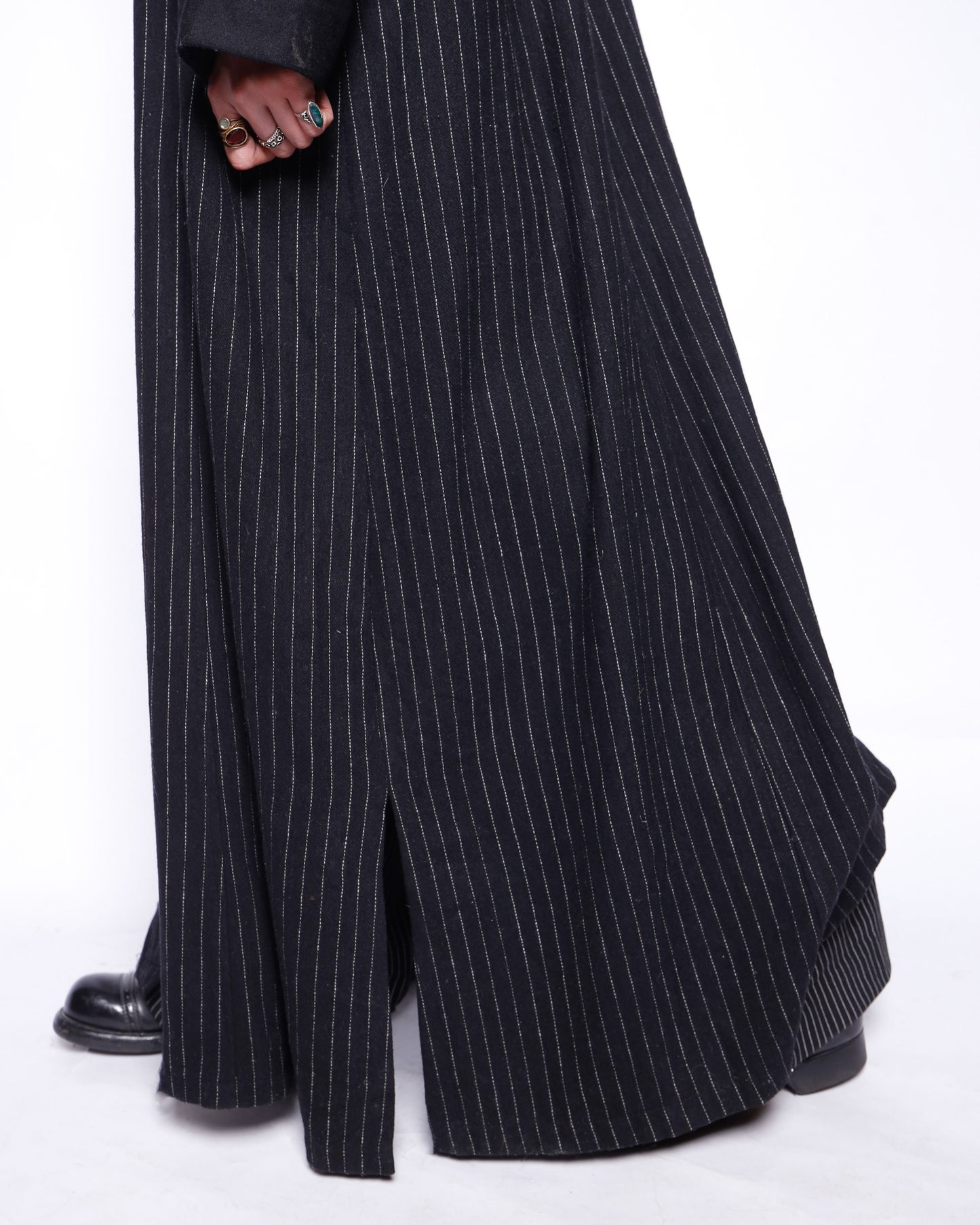 vintage stripe super long coat