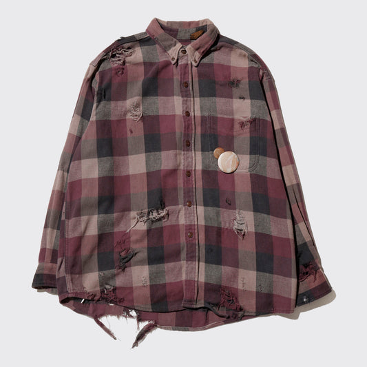 *one-off broken flannel check shirt, with copper badge