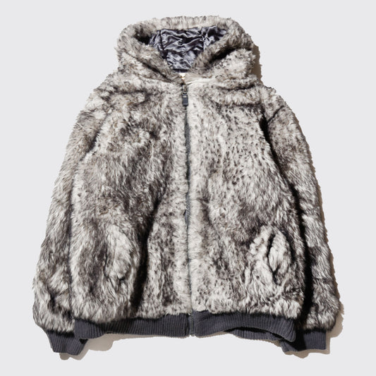 vintage ablanche hooded faux fur jacket