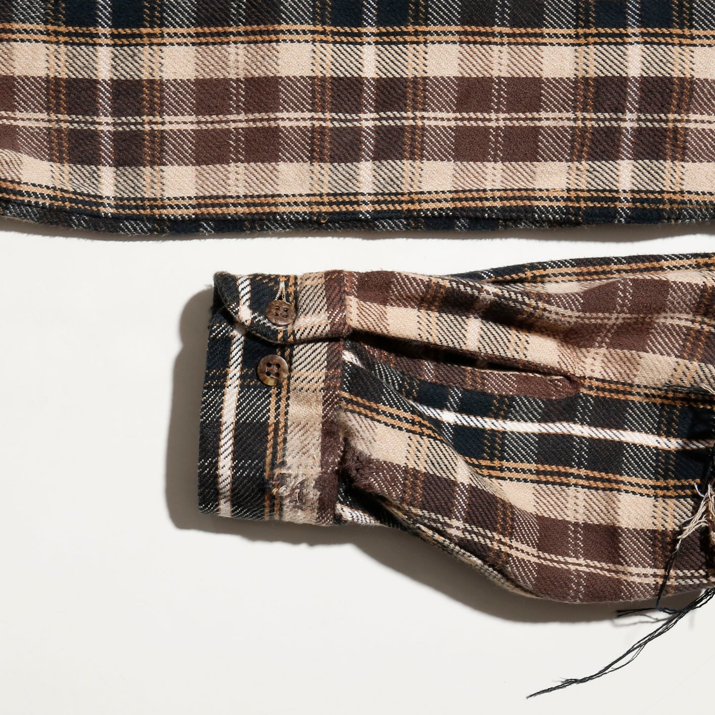 *one-off broken 2tone flannel check shirt, with copper badge