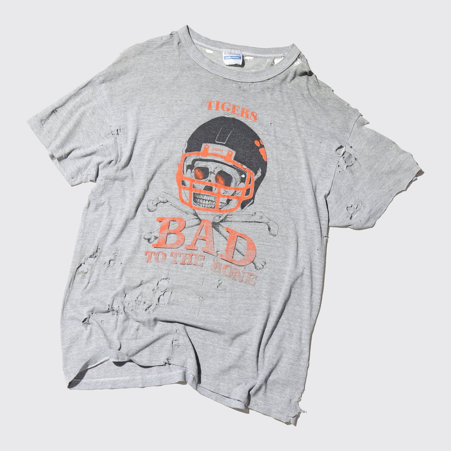 *one-off 1989's tigers "bad to the bone" broken t-shirt