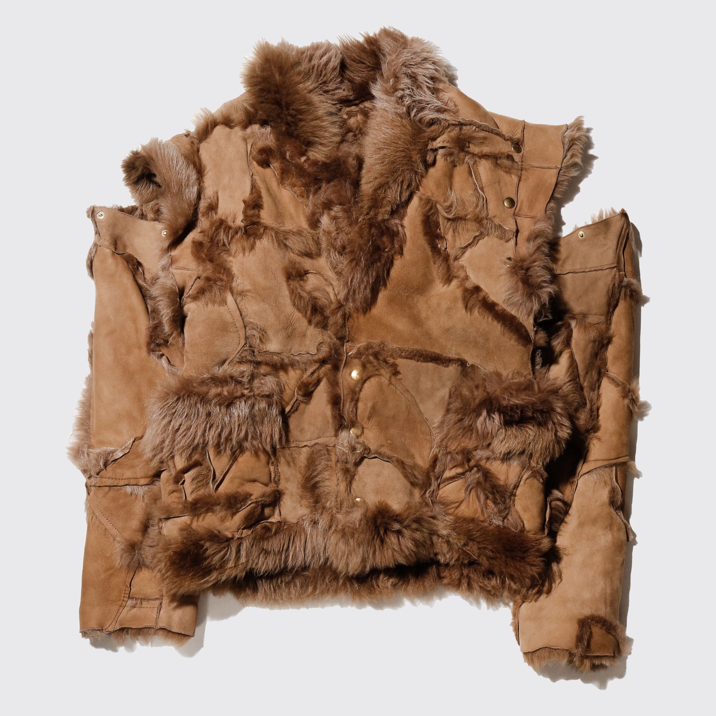 vintage distressed shearling mouton jacket, detachable sleeve