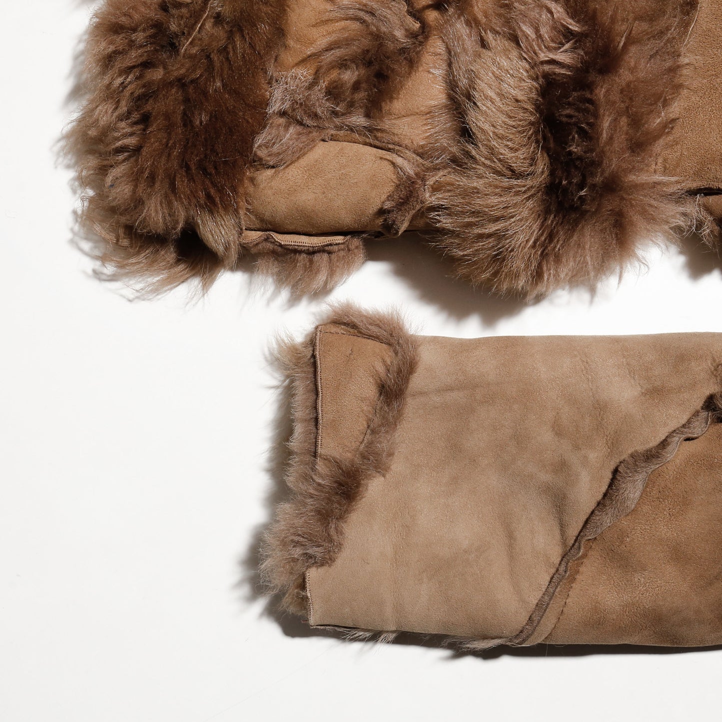 vintage distressed shearling mouton jacket, detachable sleeve