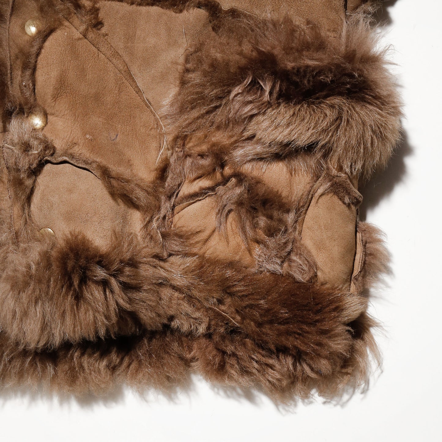 vintage distressed shearling mouton jacket, detachable sleeve