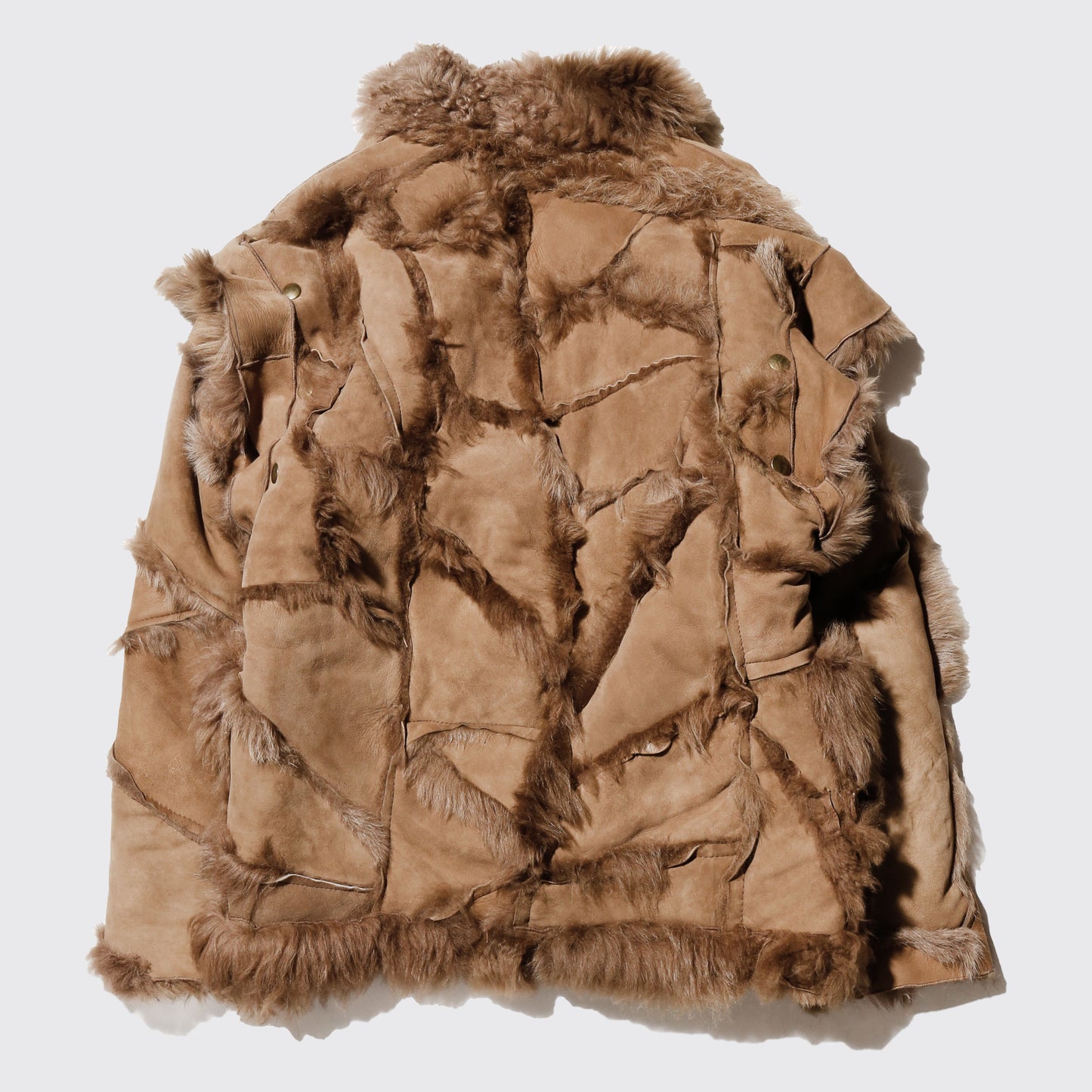 vintage distressed shearling mouton jacket, detachable sleeve