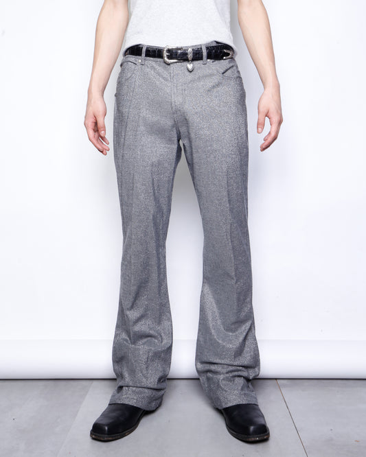 vintage 90's paris blue shinny flare trousers