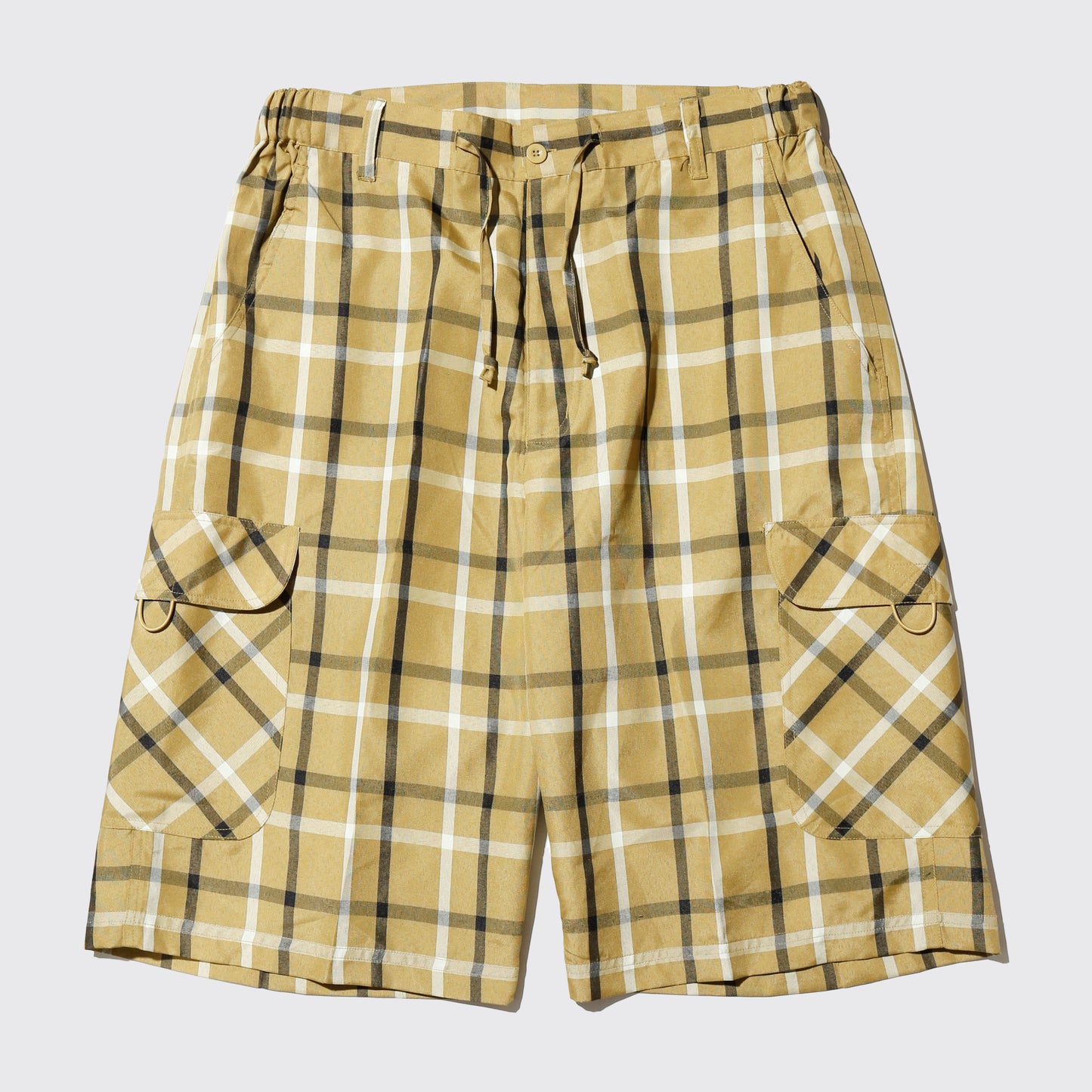 vintage check wide cargo shorts