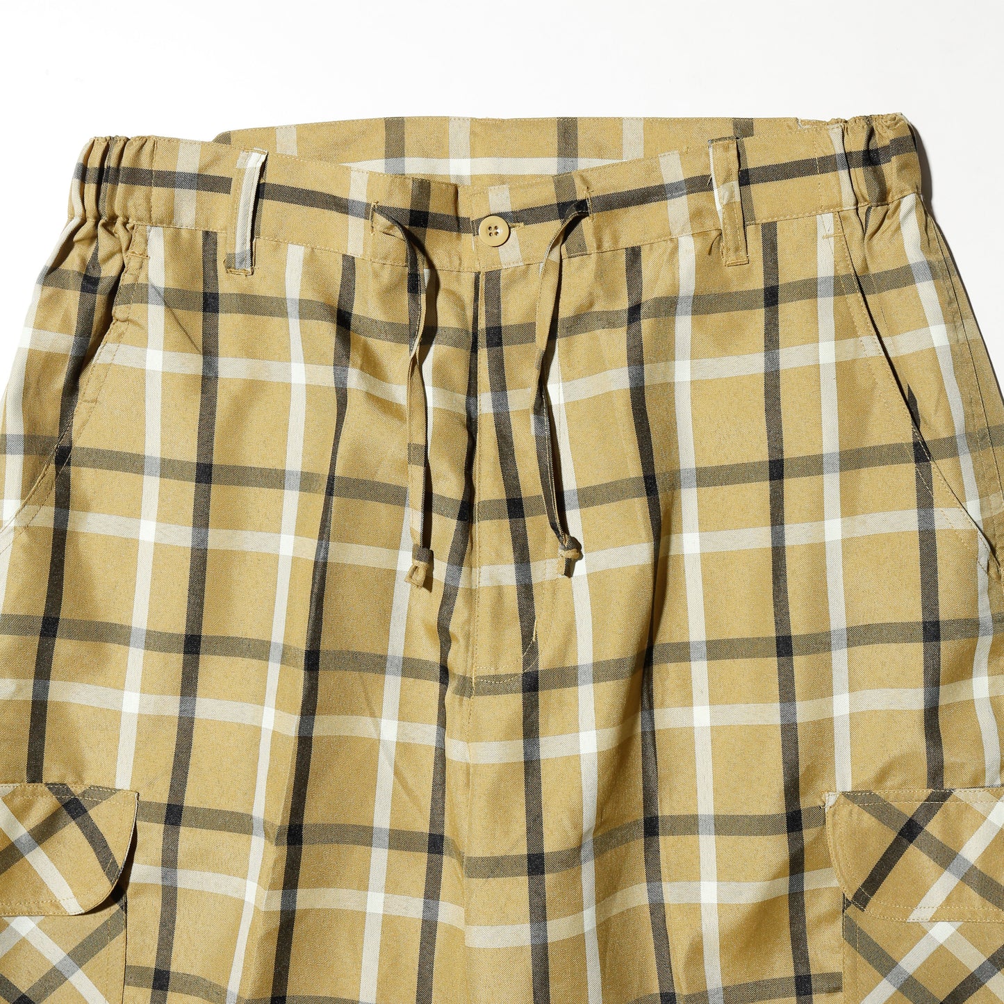 vintage check wide cargo shorts