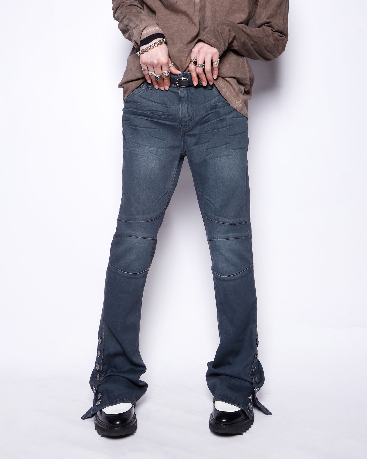 vintage open side slim flare jeans