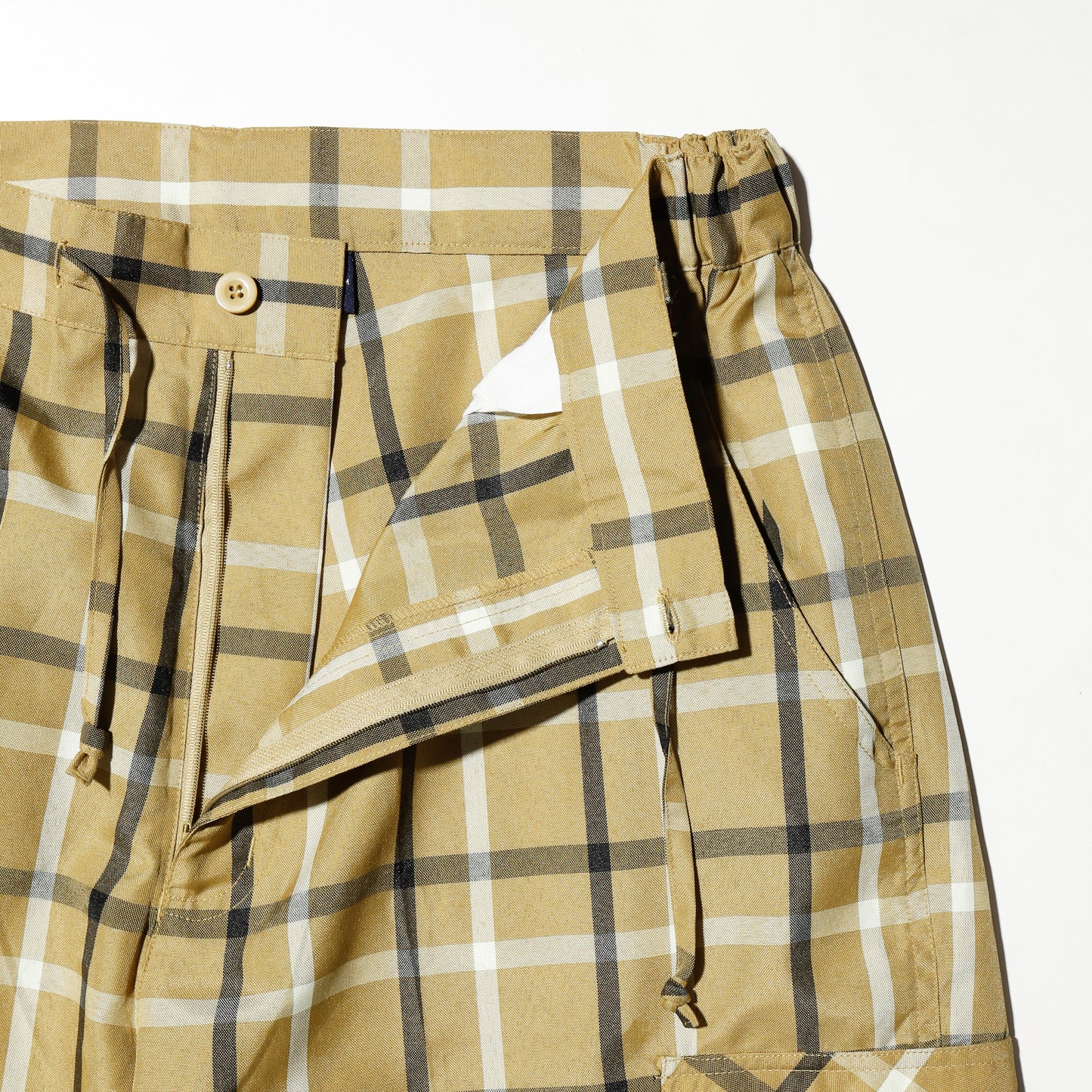 vintage check wide cargo shorts