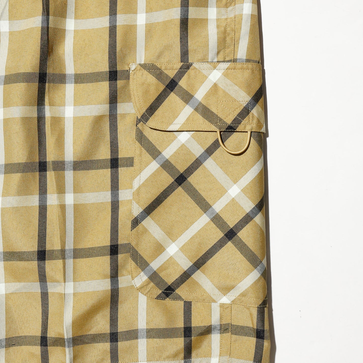 vintage check wide cargo shorts