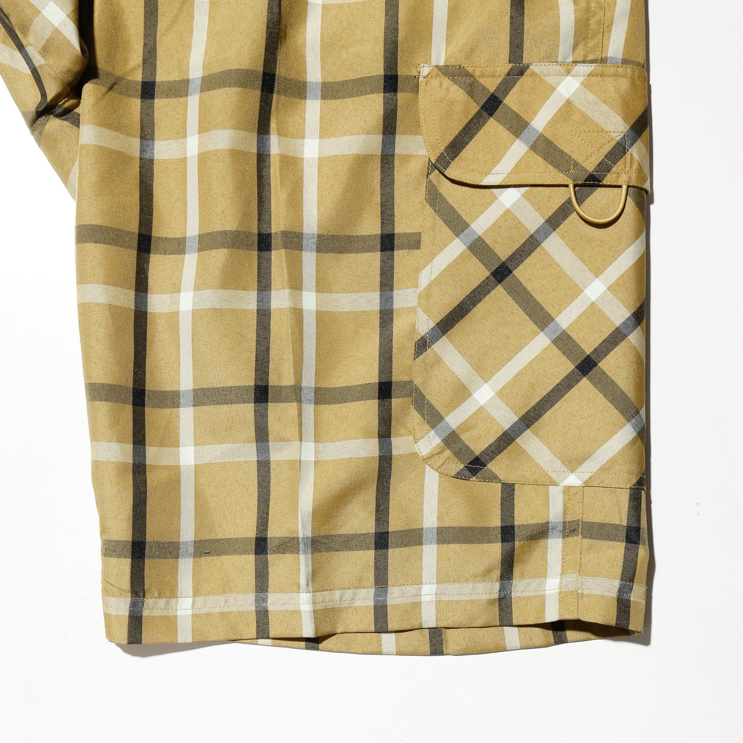 vintage check wide cargo shorts
