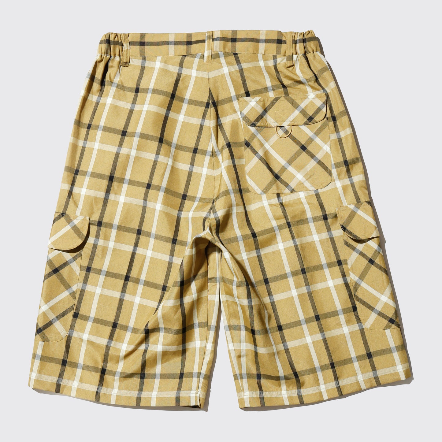 vintage check wide cargo shorts