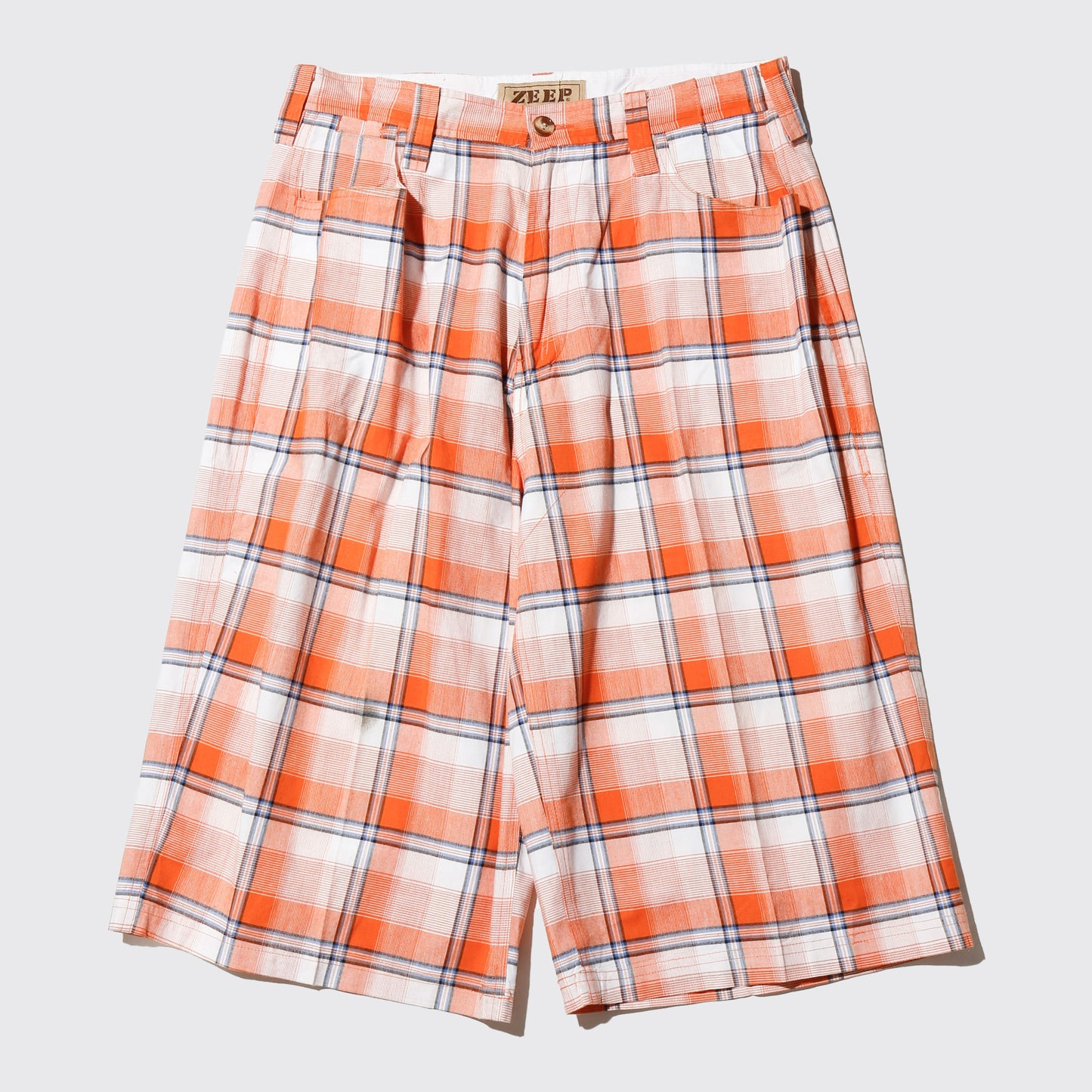 vintage check cotton wide shorts