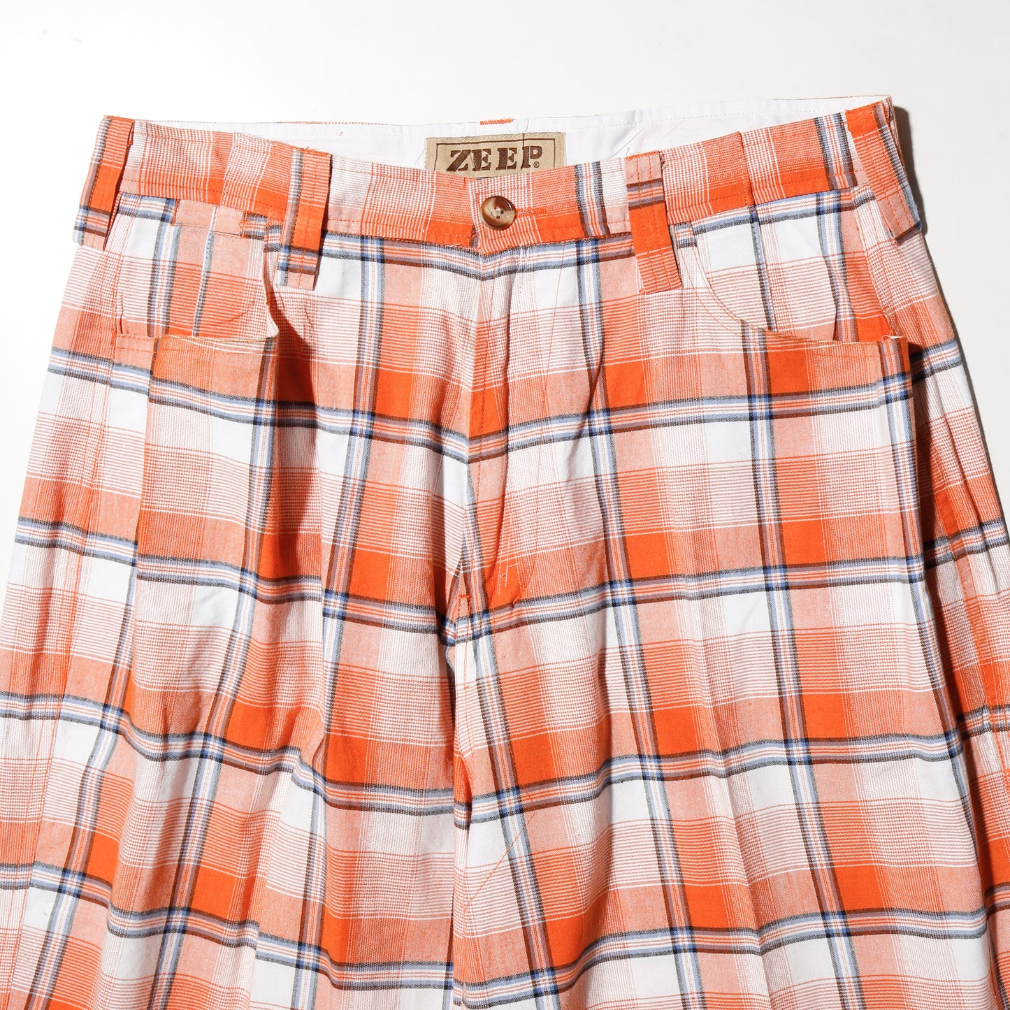 vintage check cotton wide shorts