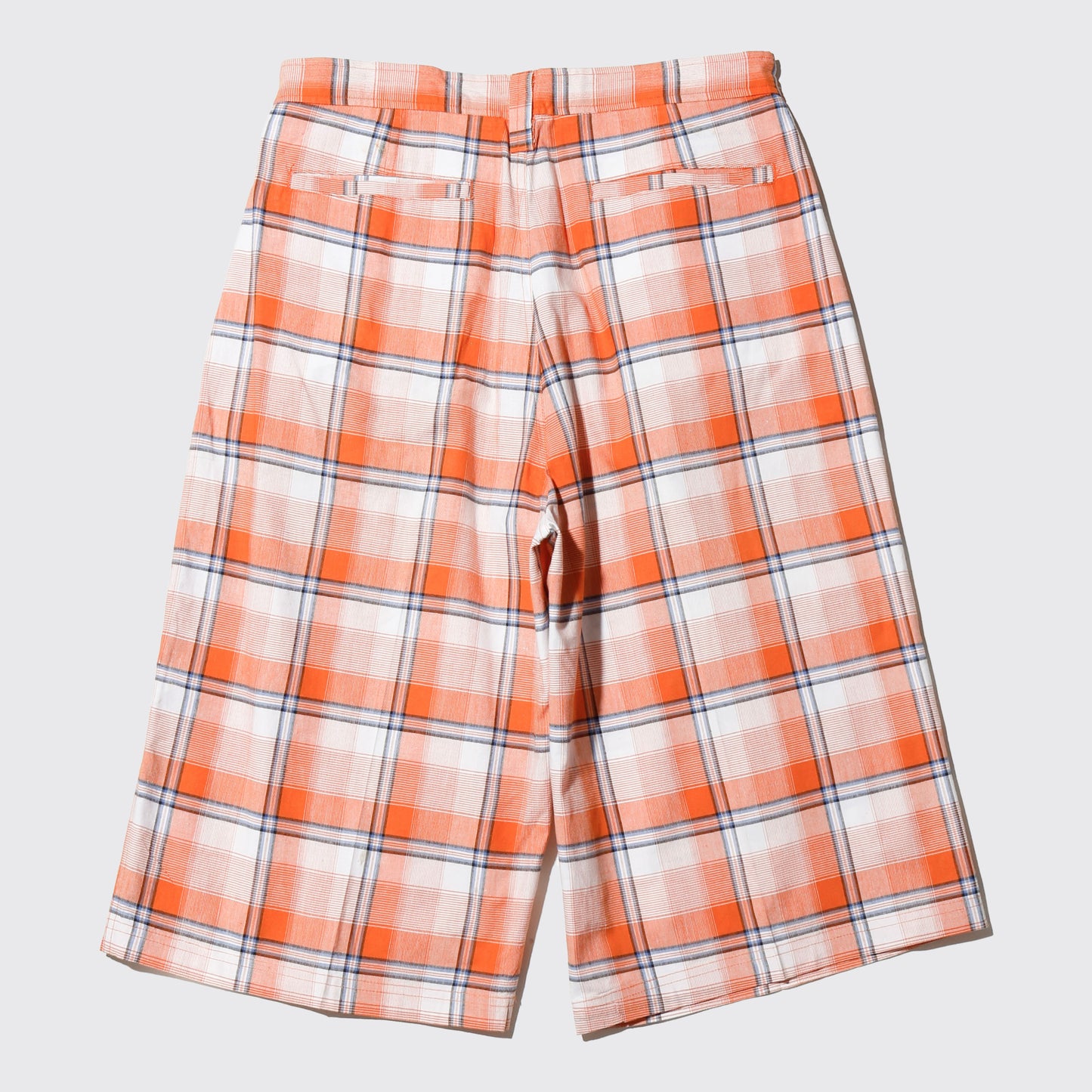 vintage check cotton wide shorts