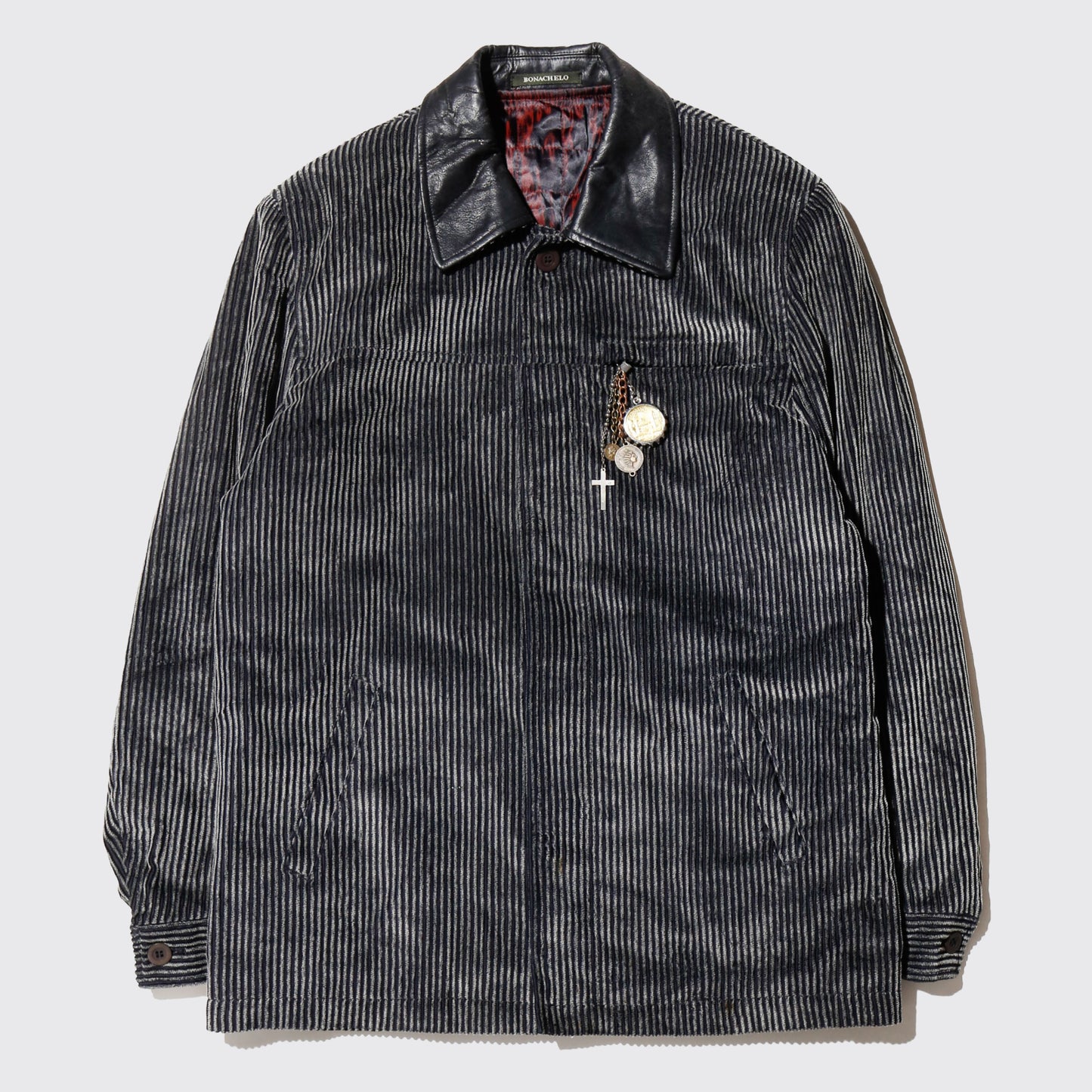 vintage rosario leather collar corduroy jacket