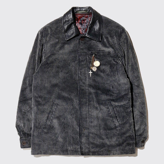 vintage rosario leather collar corduroy jacket