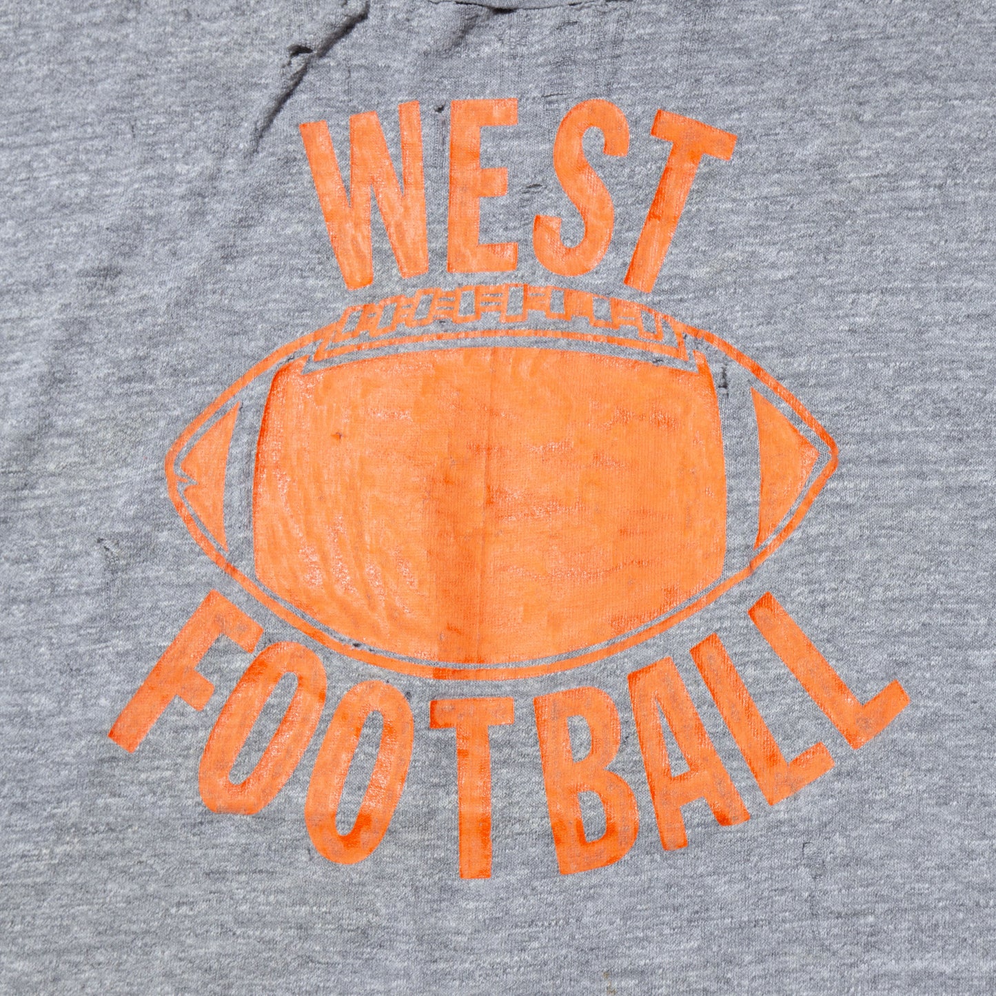vintage 70's west football broken t-shirt, body-russel